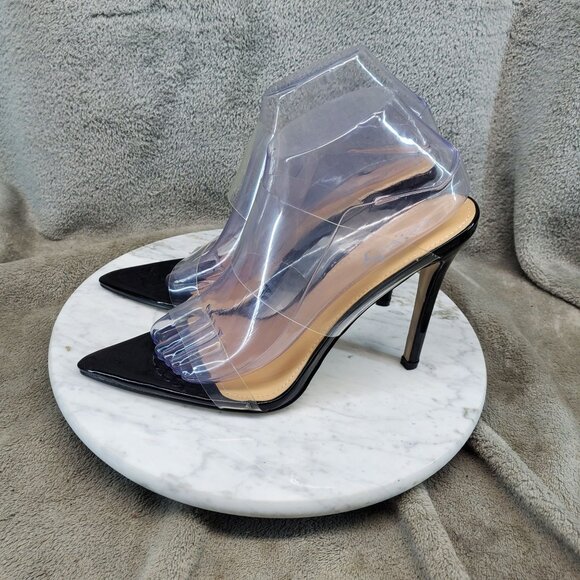 Vivianly Shoes Womens Size 9 Sexy Clear High Heels Transparent Strap Mules - Picture 4 of 10